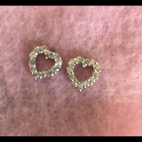 Heart CZ Earrings set in Sterling NWOT Stunning! - Picture 5 of 8
